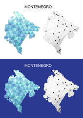 Montenegro map in geometric polygonal style. Abstract gems triangle.