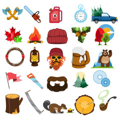 Vector set of various stylized Canada icons.