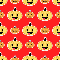 Red Halloween pumpkin seamless pattern