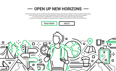 Open Up New Horizons - line design website banner