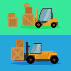 cargo trucks and vans, forklift, delivery