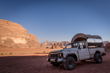 Pick up in the desert of Wadi Rum, Jordan