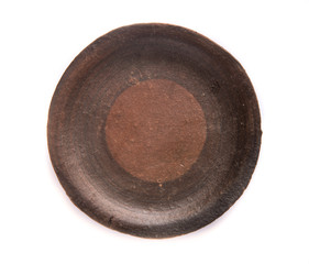 empty brown plate on white background