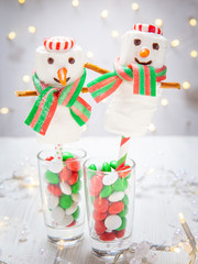 White chocolate marshmallow snowman for Christmas