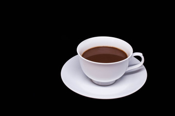white coffee cup on black isolate