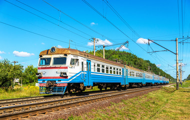 Obraz premium Suburban train in Kiev Region of Ukraine