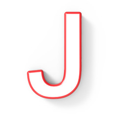 3d white letter J with red frame