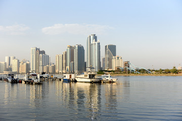 Fototapeta na wymiar Sharjah Skyline from Creek View