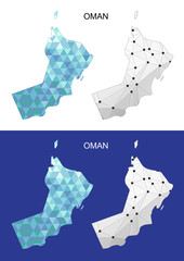 Oman map in geometric polygonal style. Abstract gems triangle.