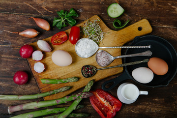 Frittata with asparagus ingredients
