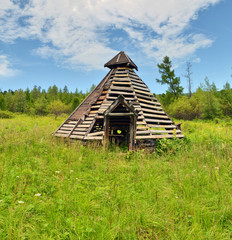 traditional Altai building from logs 