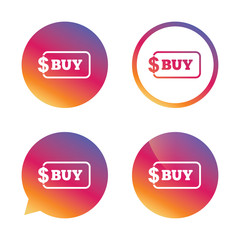Buy sign icon. Online buying dollar button.