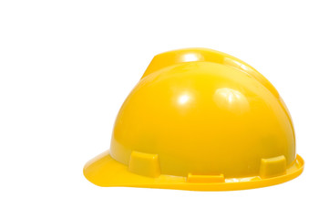 Yellow safety engineer helmet  on white background, clipping pat
