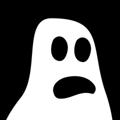 Ghost Halloween white  black background.