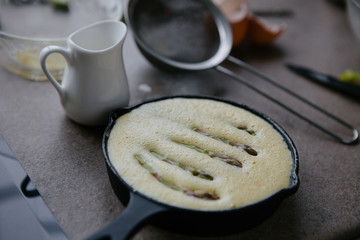 Frittata with asparagus ingredients