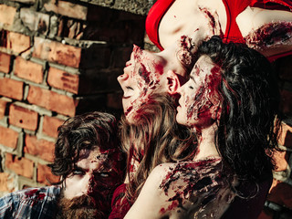 Halloween zombie people