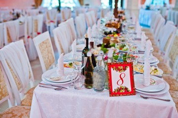 Plate on wedding table number eight