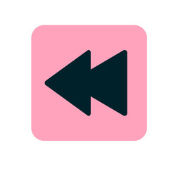 Previous media player icon illustration. Pink flat icon. Vector illustration