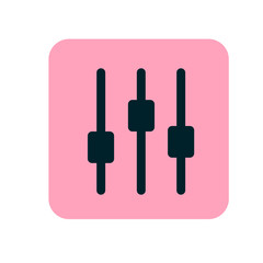 Vector Illustration of Music Equalizer. Music Volume icon flat. Player icon. Pink icon. Vector illustration