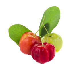 Acerola cherry of thailand or Barbados cherry on White backgroun