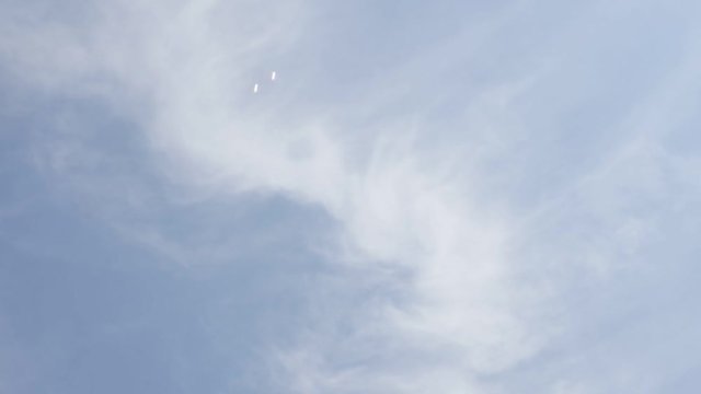 Slow motion of air transparent light soapy balls 1920X1080 HD footage - Soap bubbles floating on the cloudy blue sky in slow-mo 1080p FullHD video 