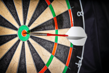 the darts in bull's eye, close up