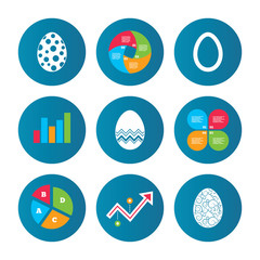 Fototapeta premium Easter eggs signs. Circles and floral patterns.