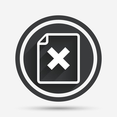 File document stop icon. Delete doc button.