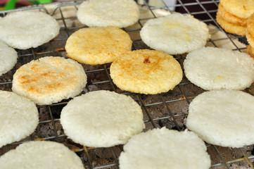 Grilled sticky rice with egg, Thai local knowledge