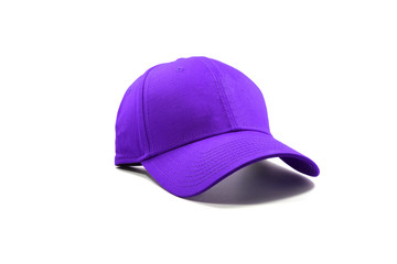 Closeup of the fashion purple cap isolated on white background.
