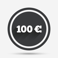 100 Euro sign icon. EUR currency symbol.