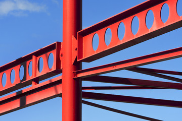 Red metal construction frame