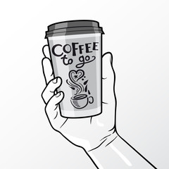 Coffee To Go Cup In Hand Composition