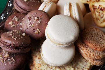 macaroon cake natural, closeup almond chocolate