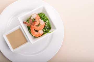 fresh seaweed salad with shrimps