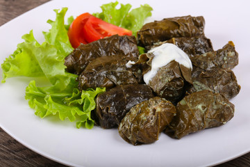 Dolma - stuffed meat in grape leaves