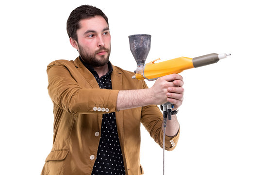 Young Bearded Man With Powder Gun