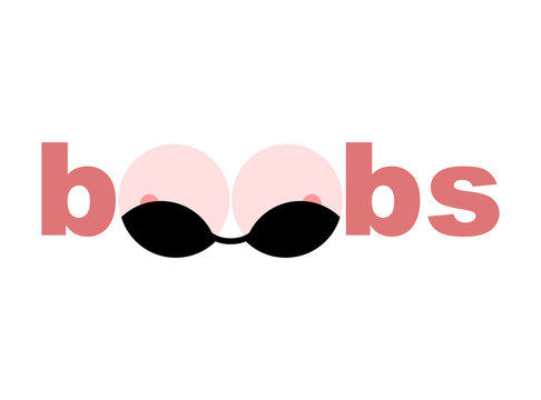 Boobs emblem. tits sign. hooters typography. Boob lettering