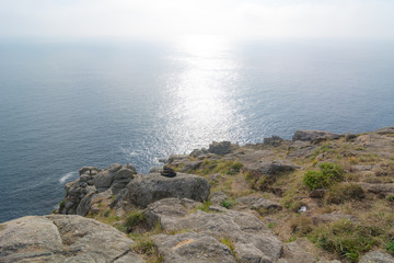 Fototapeta na wymiar Panorama dell'Oceano Atlantico. Vista dal promontorio di Finisterre in Spagna