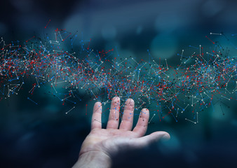 Man holding DNA structure in his hand