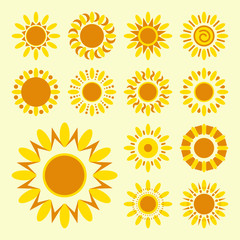 Set of daisy icons isolated. Silhouettes of simple vector flowers