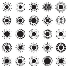 Set of sun vector icons