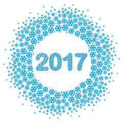 Snowflake vector wreath. 2017 numbers isolated