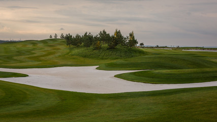 Naklejka premium Autumn scenery of the golf course. Near Kazan, Tatarstan, Russia.