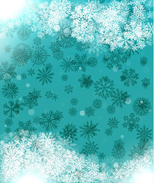 Background for greeting cards with snowflakes and abstract pattern