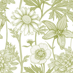 Seamless vector floral pattern. © marinavorona