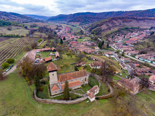 Malancrav fortified church in Transylvania, Romania. Typical Saxon village