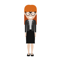 avatar female woman smiling with glasses and wearing executive clothes over white background. vector illustration