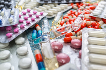 Abstract medicine pills background