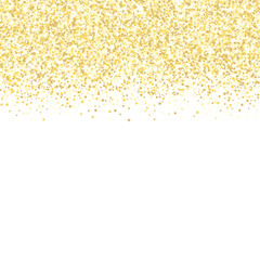 Gold glitter texture. Golden shiny sparkles on white background.